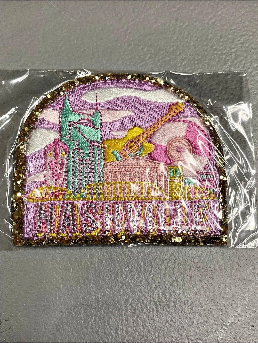 Stoney Clover Lane Embroidered Nashville Patch in Pink & Purple
